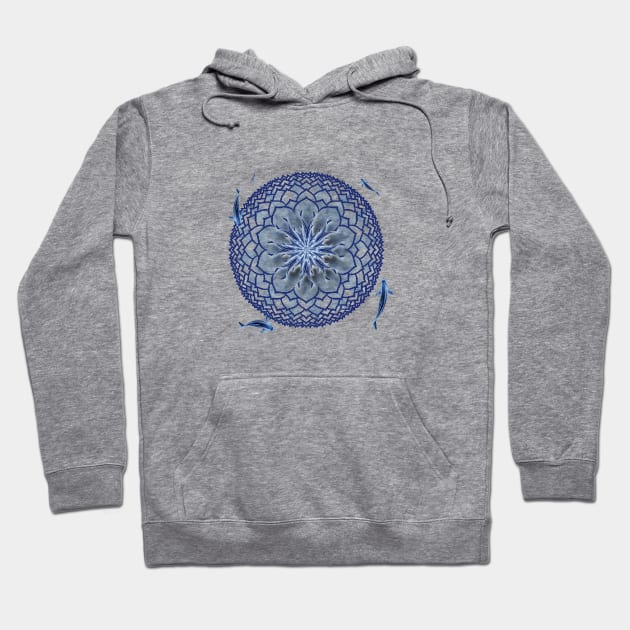 Blue Koi Lotus Mandala Tee Hoodie by DISmithArt